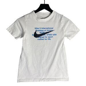 Nike Tee Boys M Graphic Swoosh White T-Shirt Sport Lifestyle‎ Vietnam Cotton